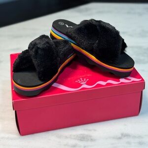 Nina Kids Anjali Faux Fur Slides Size 2